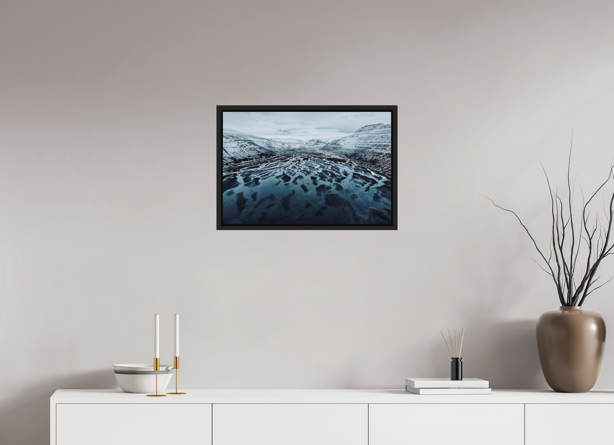 60 x 40 cm, Caisse américaine alu dibond Frozen Veins — Iceland