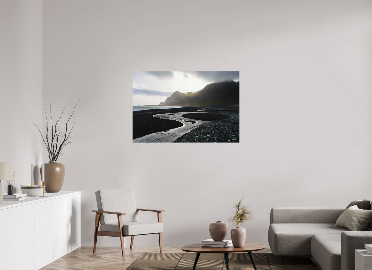 120 x 80 cm, Tirage photo mat Where the River Meets the Sea — Iceland