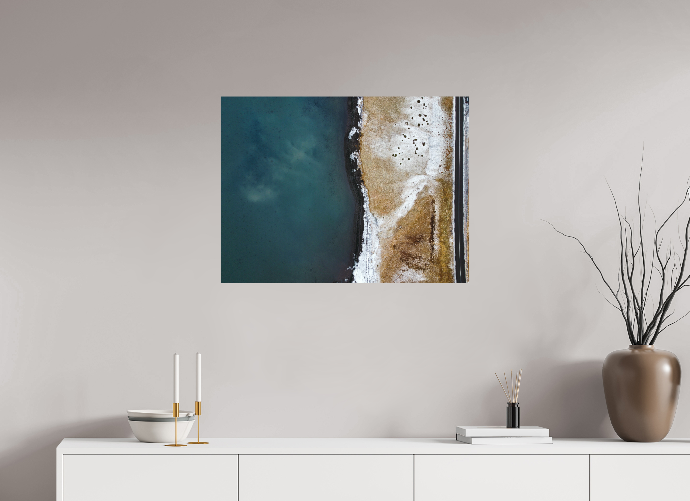 80 x 60 cm, Tirage photo mat Between Land & Sea