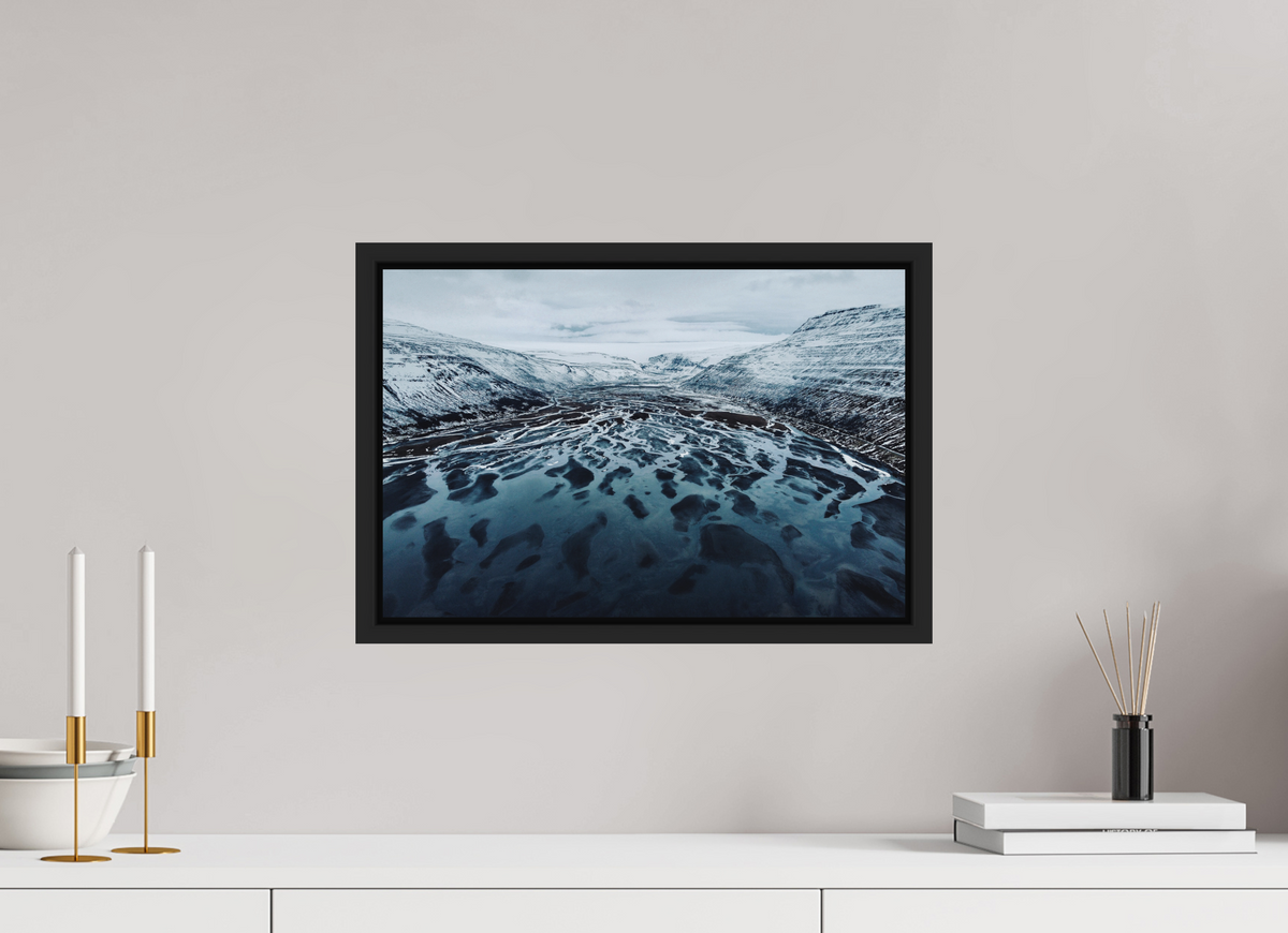 45 x 30 cm, Caisse américaine alu dibond Frozen Veins — Iceland