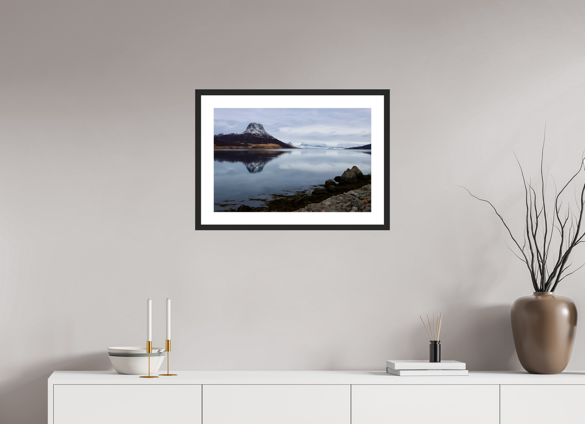 60 x 40 cm, Cadre avec passe partout Stillness in the Fjord