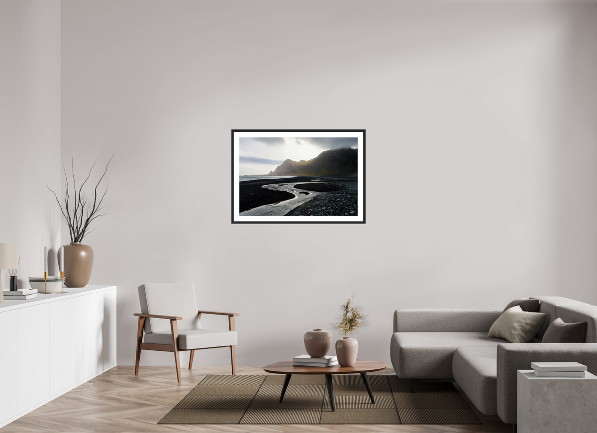 105 x 70 cm, Cadre avec passe partout Where the River Meets the Sea — Iceland