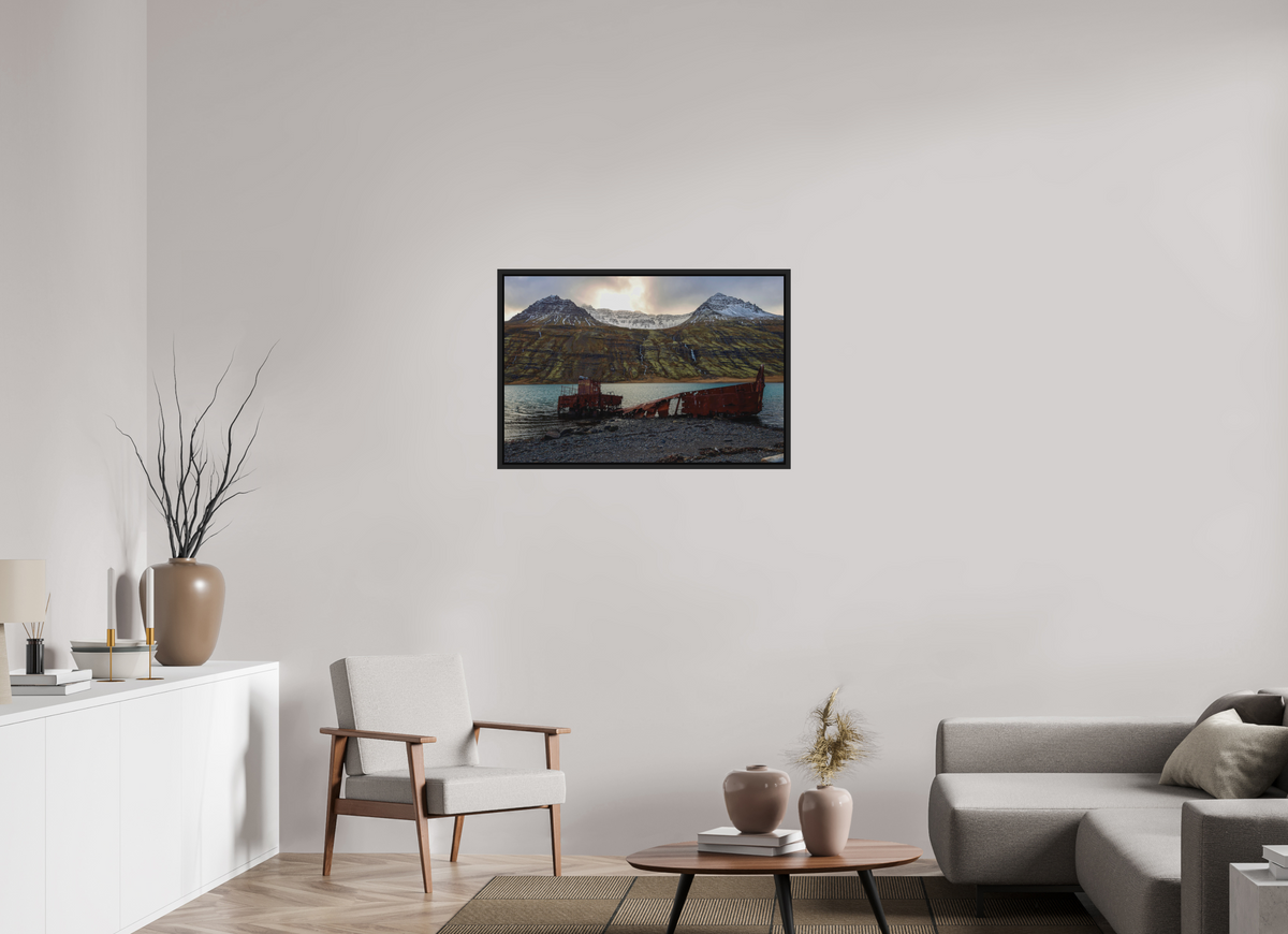 90 x 60 cm, Caisse américaine alu dibond Stranded in the fjord