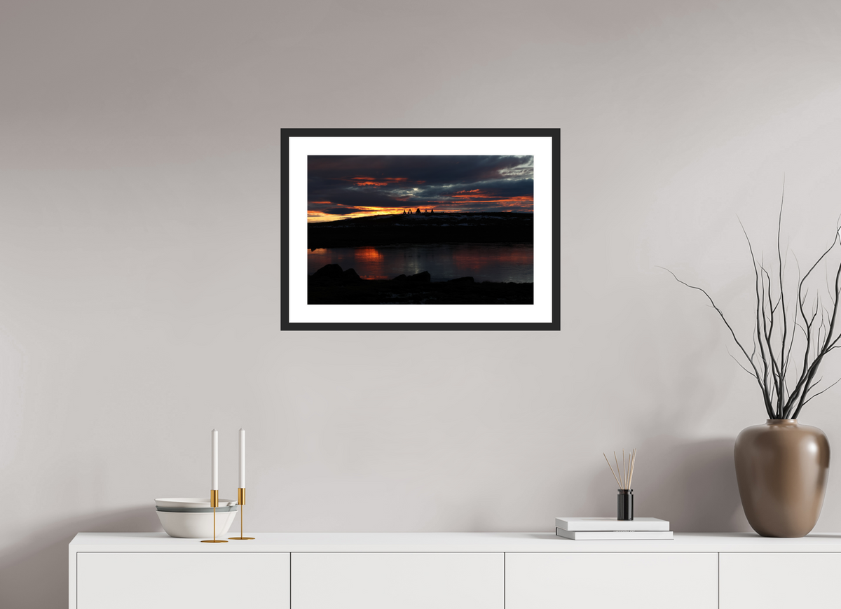 60 x 40 cm, Cadre avec passe partout Arctic Afterglow — Iceland