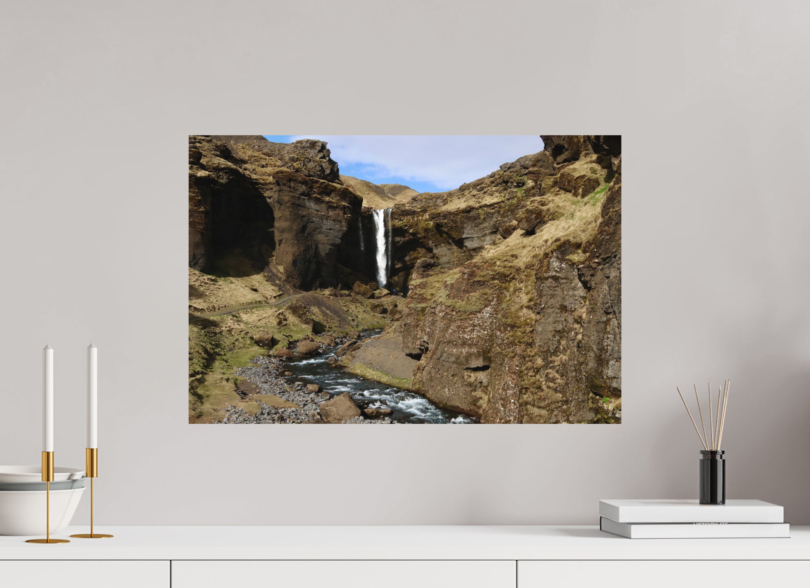 60 x 40 cm, Tirage Alu dibond Behind the falls - Iceland