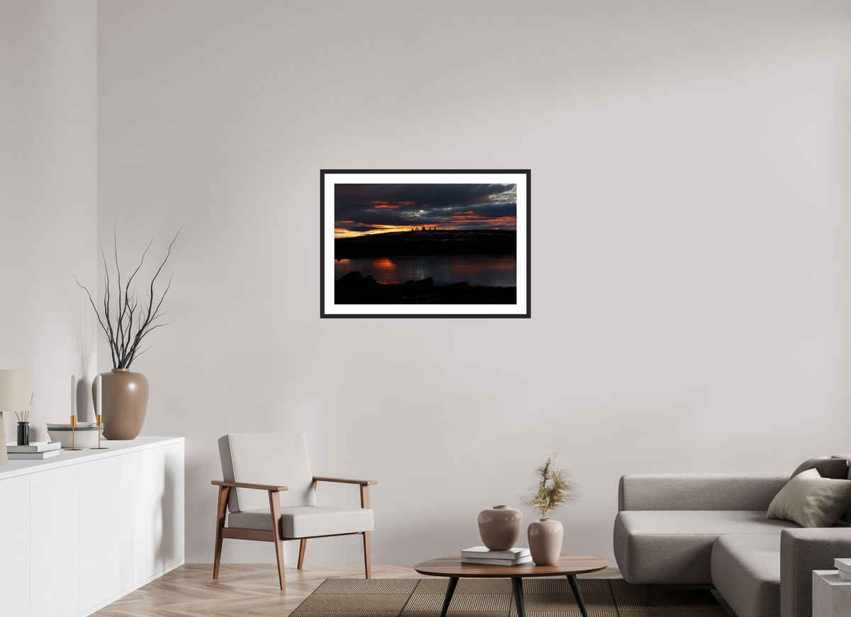 90 x 60 cm, Cadre avec passe partout Arctic Afterglow — Iceland