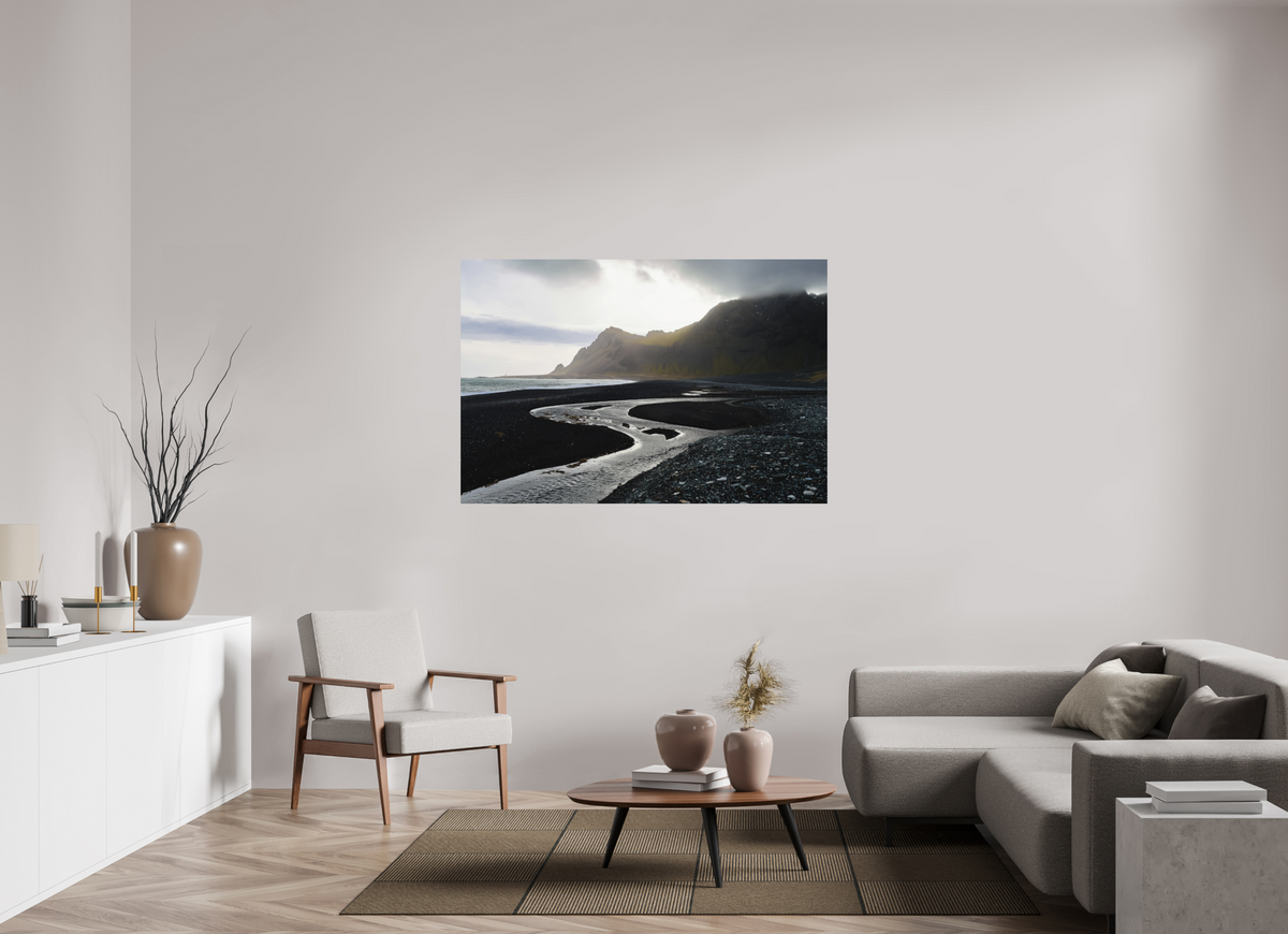 150 x 100 cm, Tirage photo mat Where the River Meets the Sea — Iceland