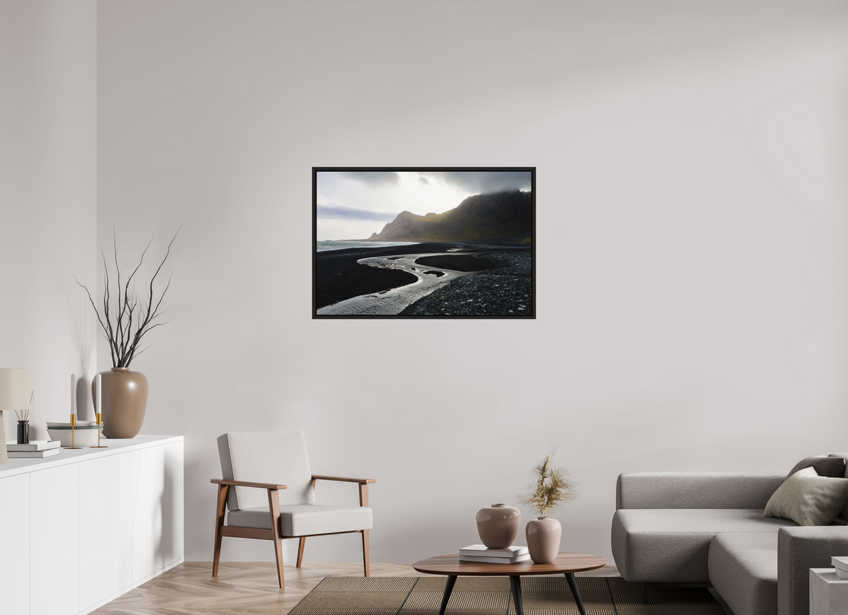 105 x 70 cm, Caisse américaine alu dibond Where the River Meets the Sea — Iceland