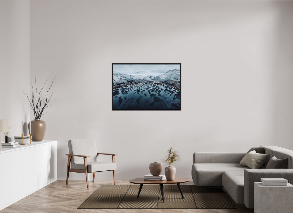 120 x 80 cm, Caisse américaine alu dibond Frozen Veins — Iceland