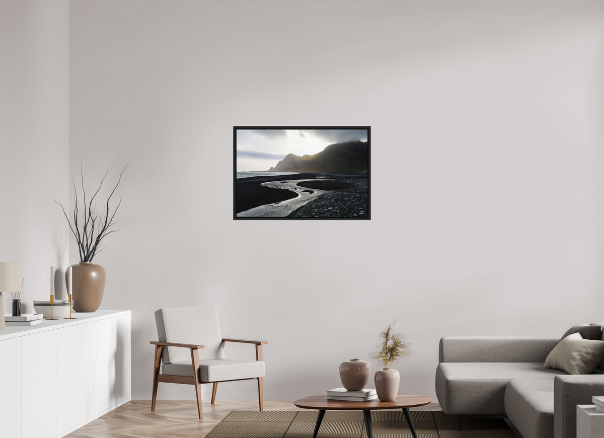 90 x 60 cm, Caisse américaine alu dibond Where the River Meets the Sea — Iceland
