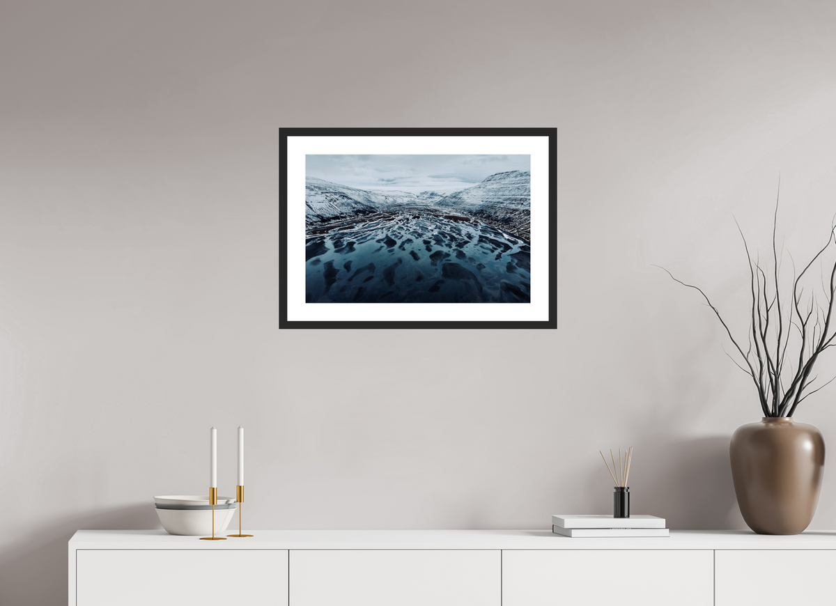 60 x 40 cm, Cadre avec passe partout Frozen Veins — Iceland