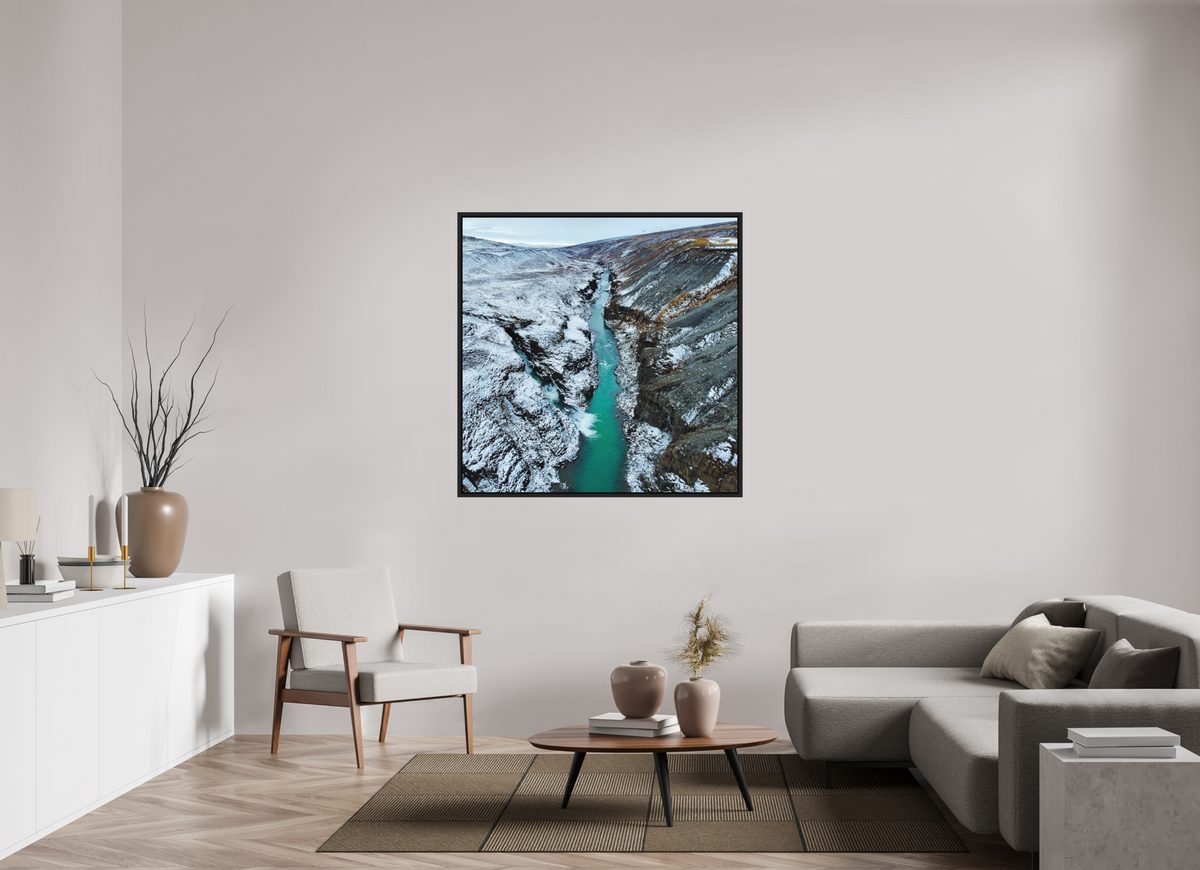 120 x 120 cm, Caisse américaine alu dibond Between Two Seasons — Iceland