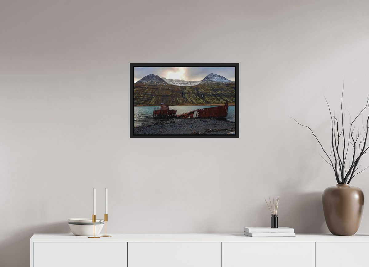 60 x 40 cm, Caisse américaine alu dibond Stranded in the fjord