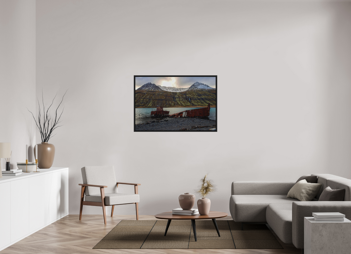 120 x 80 cm, Caisse américaine alu dibond Stranded in the fjord